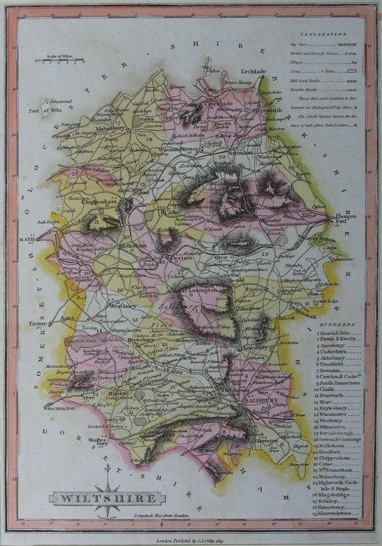 Map of Wiltshire - Wallis